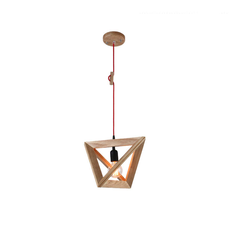 Modern Geometric Wooden Pendant Light For Dining Room