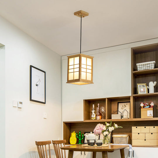 Suspension LED rectangulaire contemporaine en bois pour salle à manger