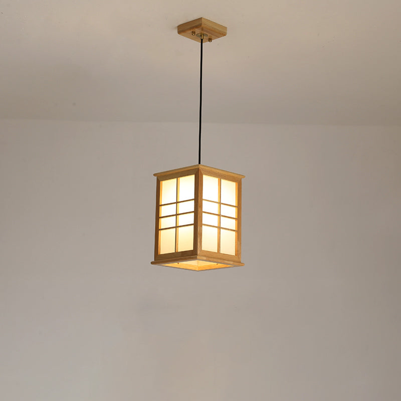 Suspension LED rectangulaire contemporaine en bois pour salle à manger