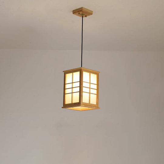 Suspension LED rectangulaire contemporaine en bois pour salle à manger