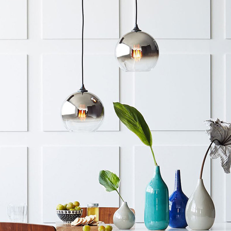 Suspension élégante à 1 tête avec abat-jour en verre à dégradé global pour kit d'éclairage de suspension de salle à manger
