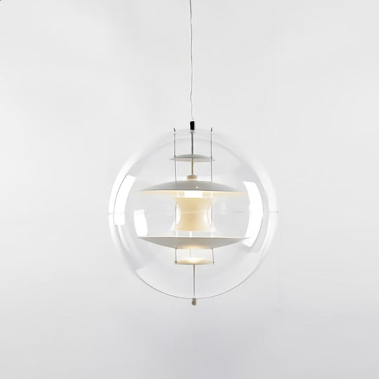 Clear Glass Pendant Light with Modern Styling and Layered Shade
