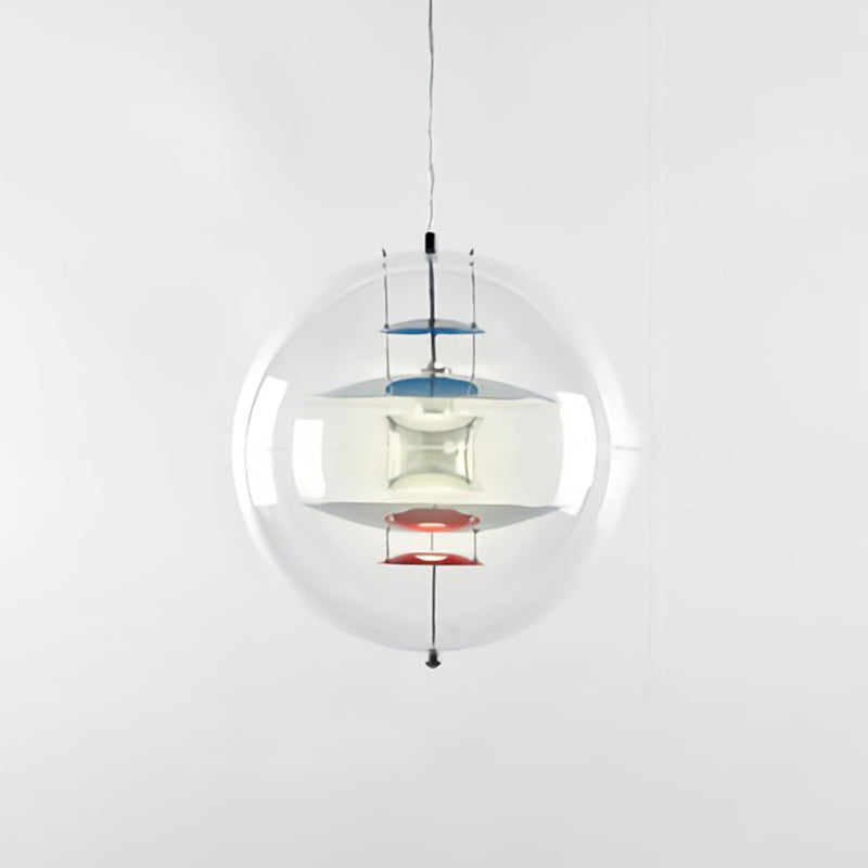 Clear Glass Pendant Light with Modern Styling and Layered Shade