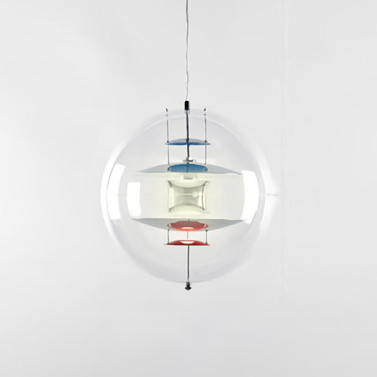 Clear Glass Pendant Light with Modern Styling and Layered Shade
