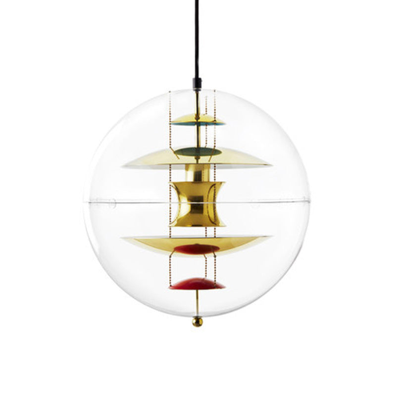 Clear Glass Pendant Light with Modern Styling and Layered Shade