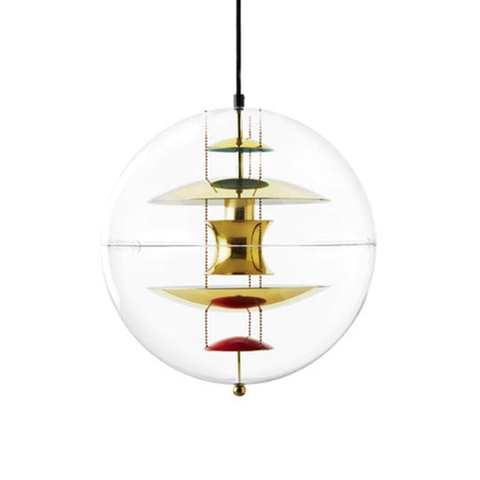 Clear Glass Pendant Light with Modern Styling and Layered Shade