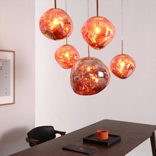 Lava Orb Pendant Light: Modern Glass Fixture for Dining Room Suspension