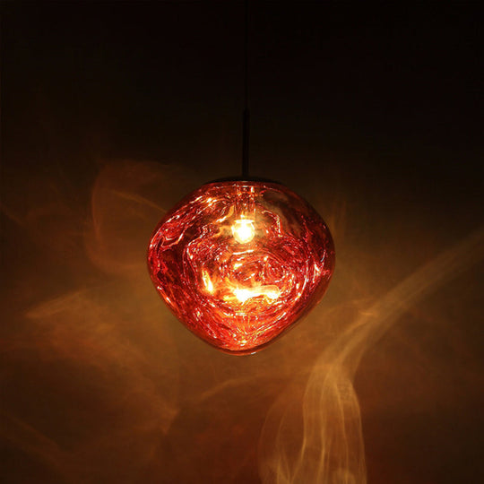 Lava Orb Pendant Light: Modern Glass Suspension Fixture For Dining Room