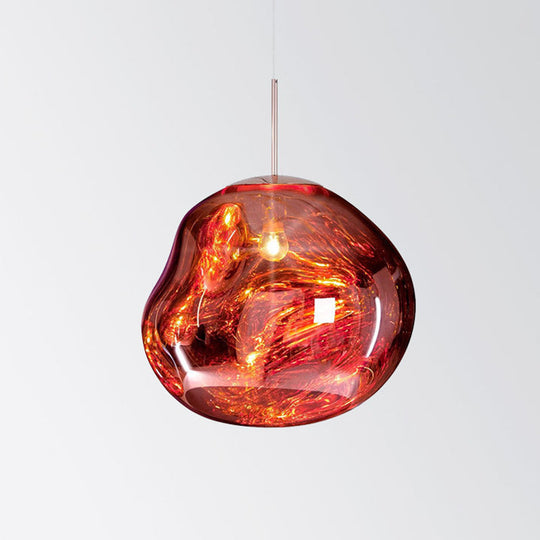 Lava Orb Pendant Light: Modern Glass Suspension Fixture For Dining Room
