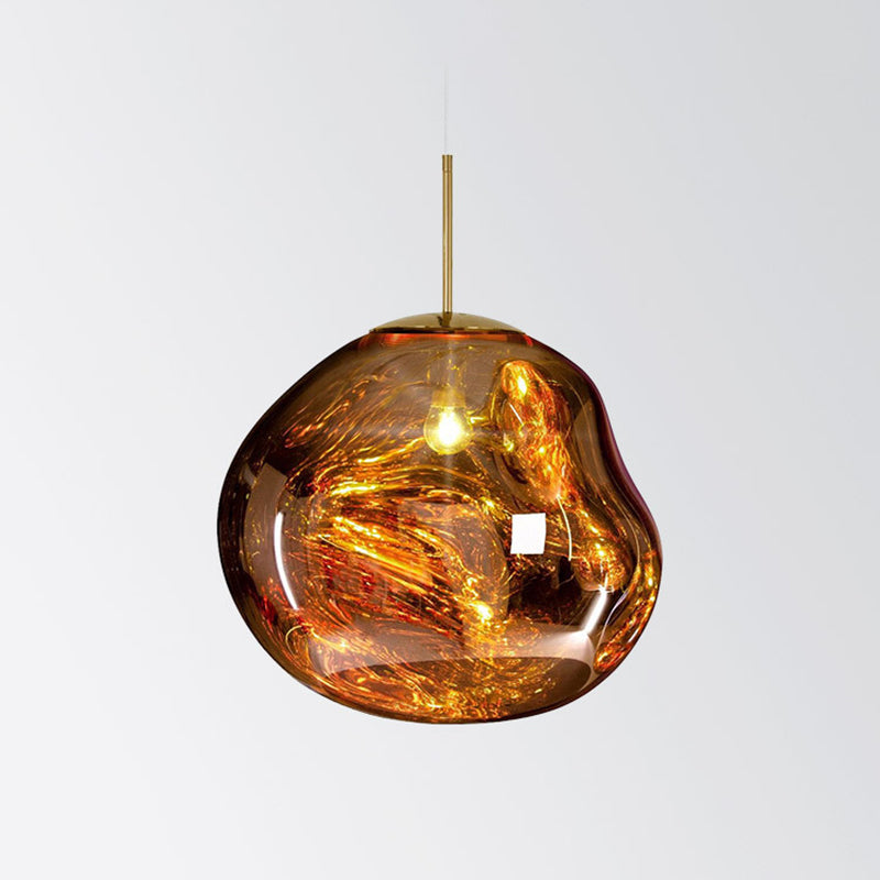 Lava Orb Pendant Light: Modern Glass Suspension Fixture For Dining Room Gold / Small