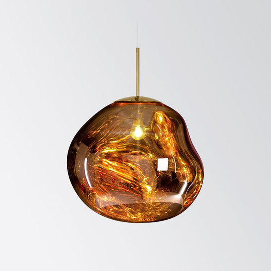 Lava Orb Pendant Light: Modern Glass Suspension Fixture For Dining Room Gold / Small