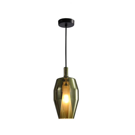 Modern Pendulum Light With Geometry Glass Shade: Perfect For Dining Room Green