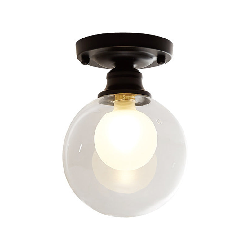Luminaire encastré noir moderne avec abat-jour double en verre à 1 ampoule - Idéal pour les couloirs