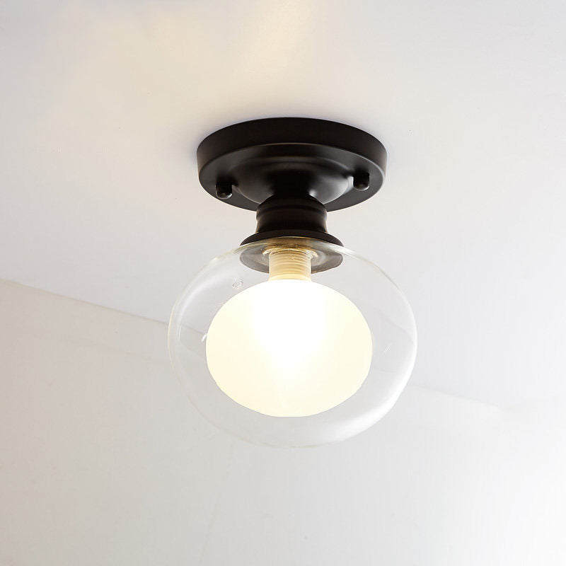 Luminaire encastré noir moderne avec abat-jour double en verre à 1 ampoule - Idéal pour les couloirs