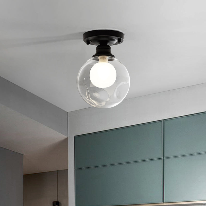 Luminaire encastré noir moderne avec abat-jour double en verre à 1 ampoule - Idéal pour les couloirs