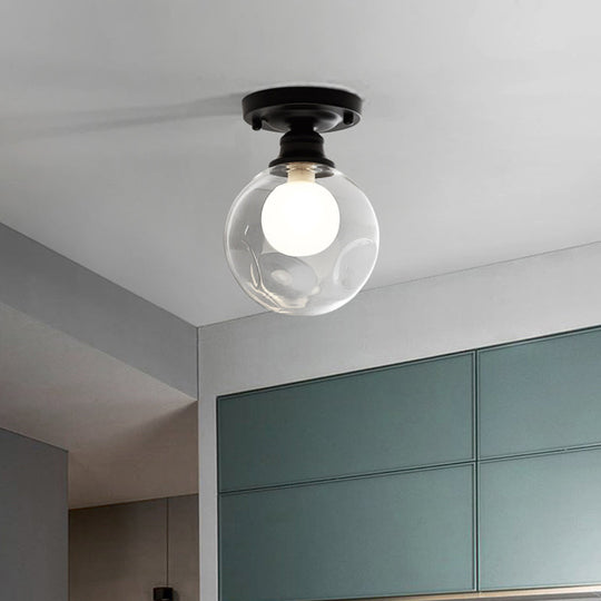 Luminaire encastré noir moderne avec abat-jour double en verre à 1 ampoule - Idéal pour les couloirs