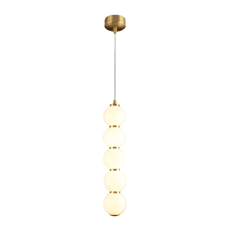 Lustre en verre opale recouvert de sucre - Kit de suspension minimaliste à 5 lumières dorées pour salle à manger