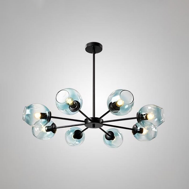 Nordic Gradient Glass Chandelier Pendant Light with Cup Shade for Living Room