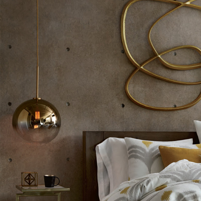 Contemporary Gold Pendant Light Fixture for Bedroom with Globe Fading Glass