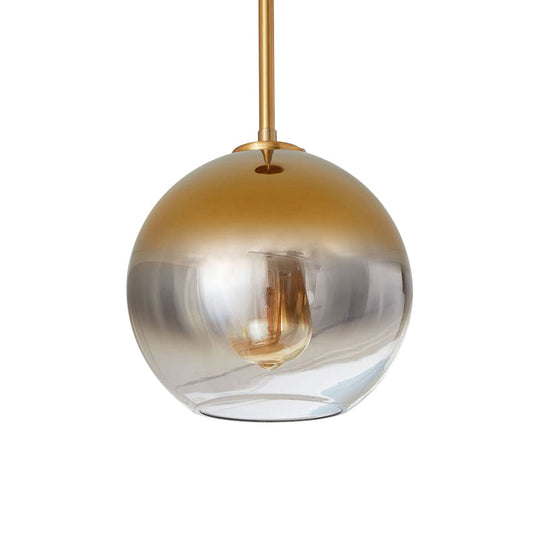 Contemporary Gold Pendant Light Fixture for Bedroom with Globe Fading Glass