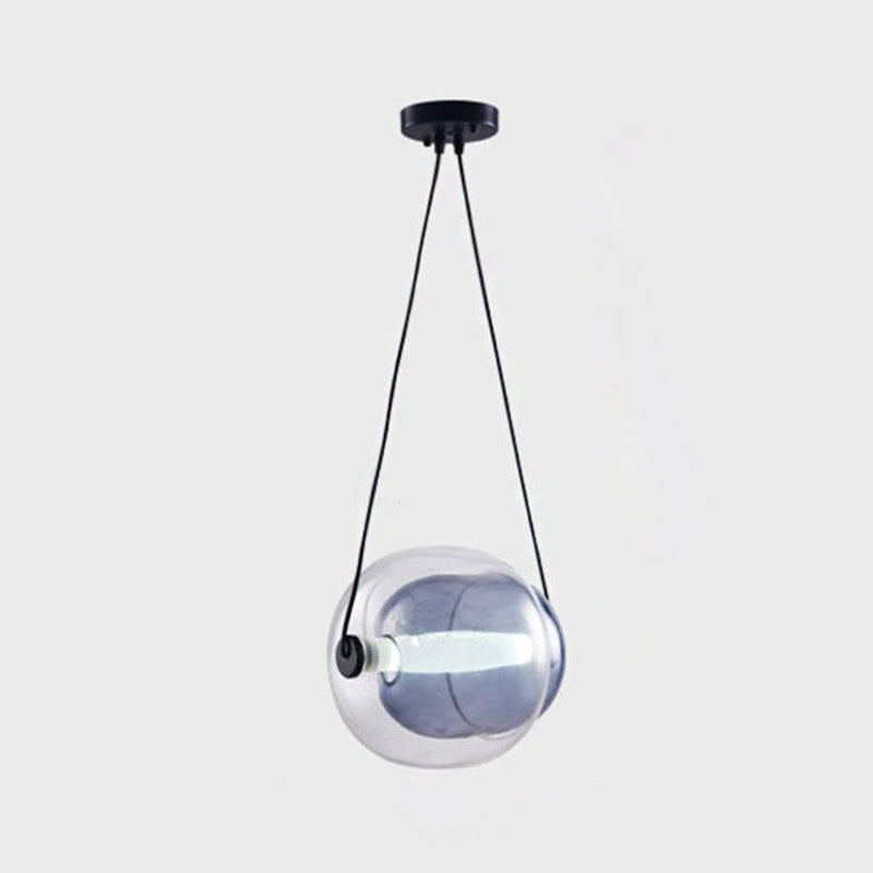 Minimalist Purple Oval Glass Pendant Light for Living Room
