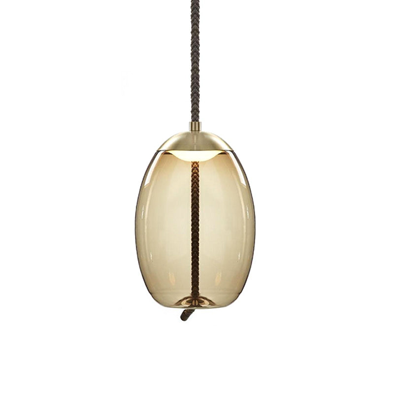 Contemporary Amber Glass Suspension Lamp - 1-Light Pendant For Dining Room / A