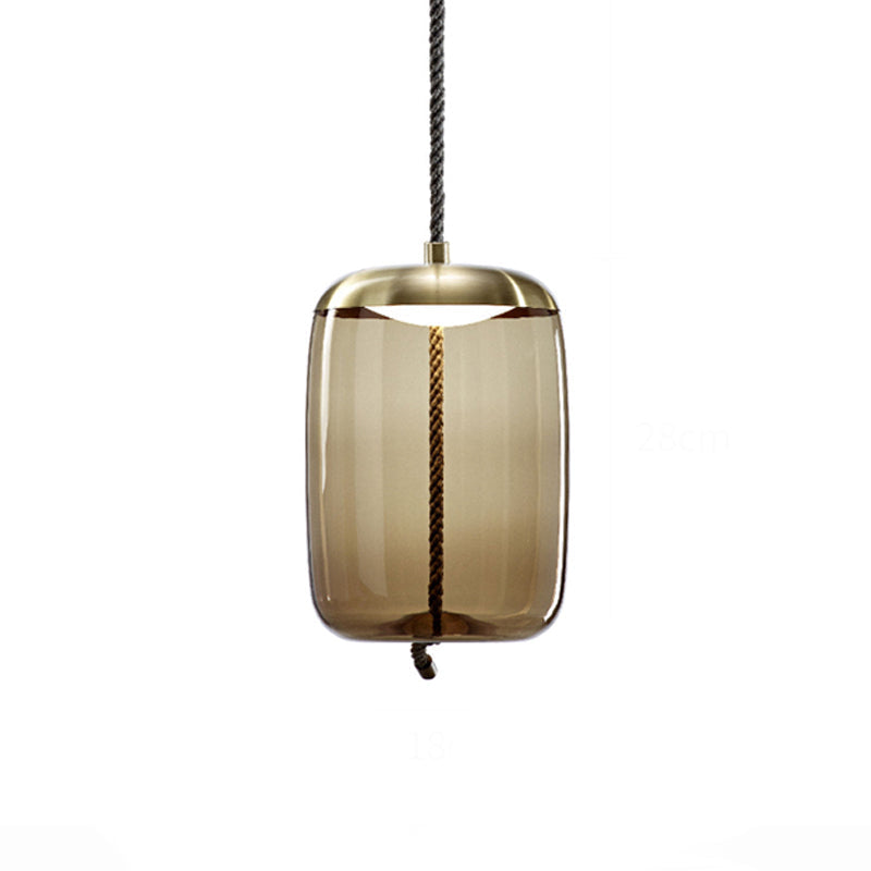 Contemporary Amber Glass Suspension Lamp - 1-Light Pendant For Dining Room / B
