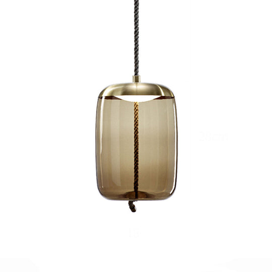 Contemporary Amber Glass Suspension Lamp - 1-Light Pendant For Dining Room / B