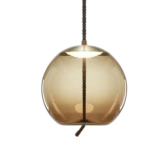 Contemporary Amber Glass Suspension Lamp - Stylish Pendant Lighting Fixture for Dining Room