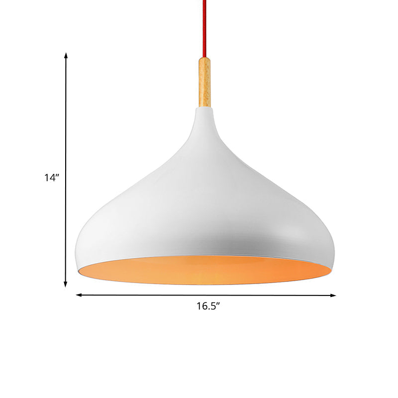 Lampe suspendue en forme de dôme métallique - Style simple, 1 tête, noir/blanc - Idéale pour les salles à manger - Disponible en largeur de 12,5" et 16,5"