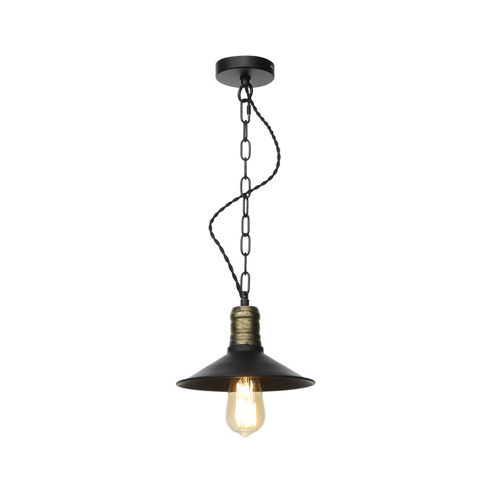 Wrought Iron Black Pendant Light - Retro 1-Light Hanging Fixture For Living Room (7/8.5/10 Width)