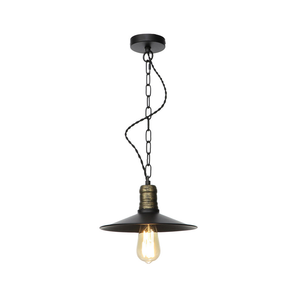 Suspension en fer forgé noir - Plafonnier rétro à 1 lampe pour salon (7"/8,5"/10" de large)