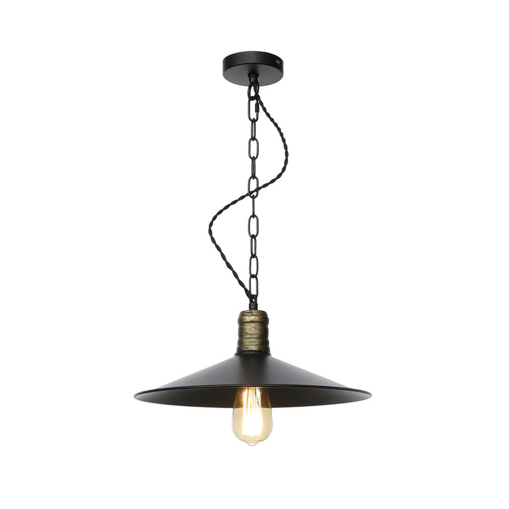 Suspension en fer forgé noir - Plafonnier rétro à 1 lampe pour salon (7"/8,5"/10" de large)