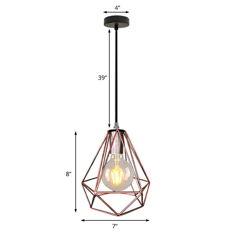 Wire Cage Pendant Light in Black/Copper/Gold | Ideal for Living Room Lighting