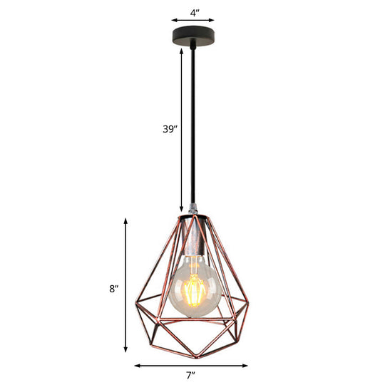 Wire Cage Pendant Light in Black/Copper/Gold | Ideal for Living Room Lighting