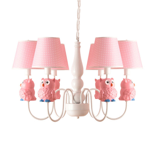6-Light Cartoon Animal Pendant Chandelier For Nursing Room - Resin With Tapered Shade