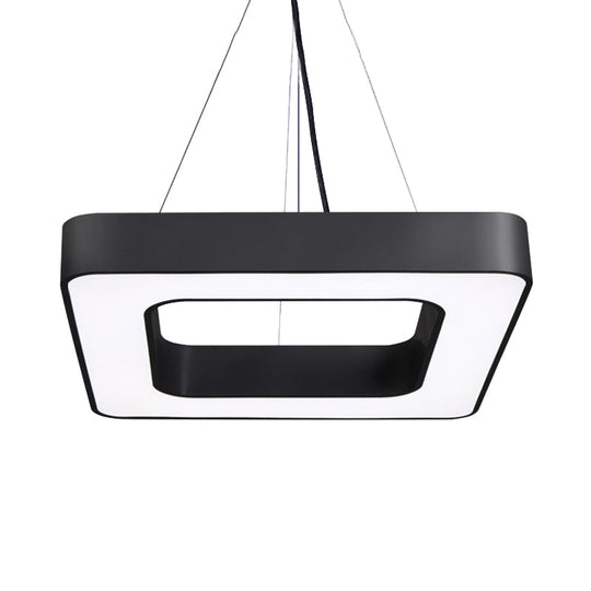 Nordic Black Metal Square LED Hanging Light Fixture for Dining Room Ceiling Suspension Lamp