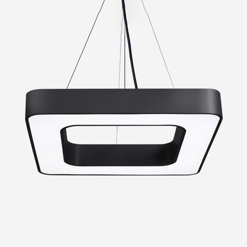 Nordic Black Metal Square LED Hanging Light Fixture for Dining Room Ceiling Suspension Lamp