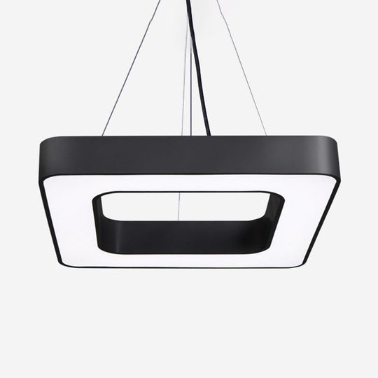 Nordic Black Metal Square Led Hanging Light Fixture For Dining Room - Modern Ceiling Suspension Lamp