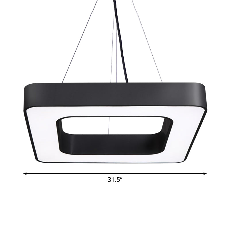 Nordic Black Metal Square Led Hanging Light Fixture For Dining Room - Modern Ceiling Suspension Lamp