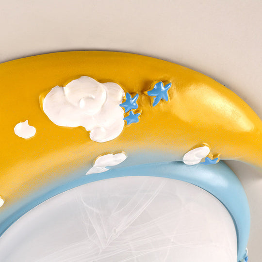 Little Angel Resin Crescent Flush Mount Light - Modern Ceiling Lamp for Kid Bedroom