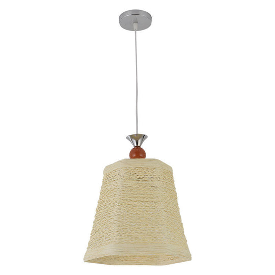 Chinese Bell Pendant Lamp: Rattan Fiber Single Hanging Light For Restaurants