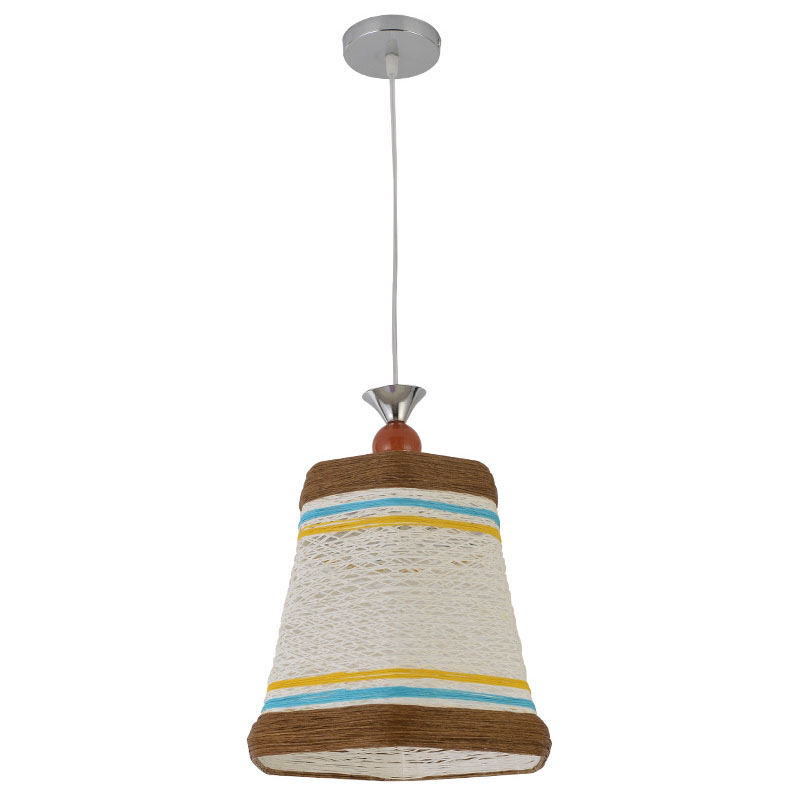 Chinese Bell Pendant Lamp: Rattan Fiber Single Hanging Light For Restaurants White