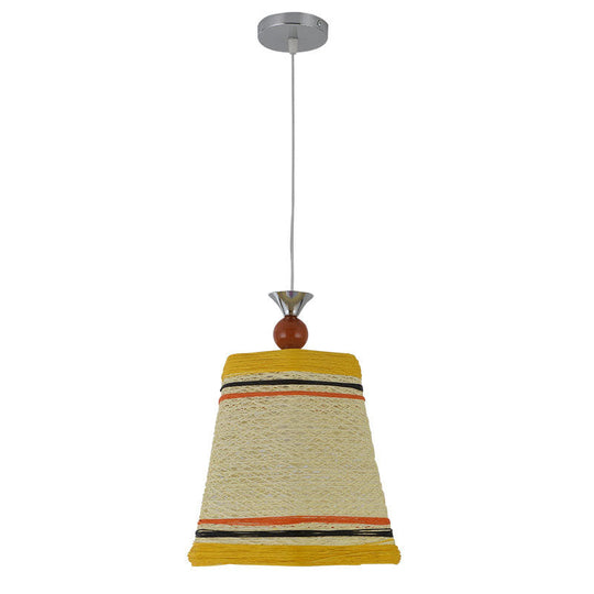 Chinese Bell Pendant Lamp: Rattan Fiber Single Hanging Light For Restaurants