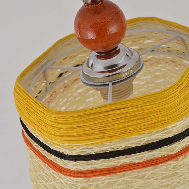 Chinese Bell Pendant Lamp: Rattan Fiber Single Hanging Light For Restaurants