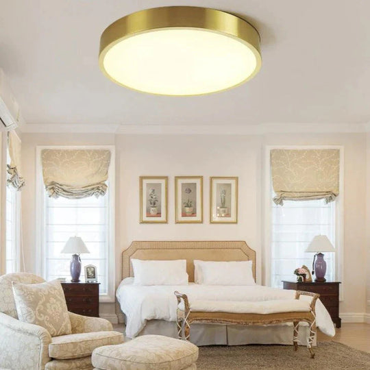 Plafonnier LED rond en cuivre de style nordique moderne et simple