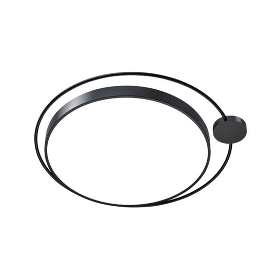 Contemporary Black Metal Flush Mount Bedroom Ceiling Light with Ring LED