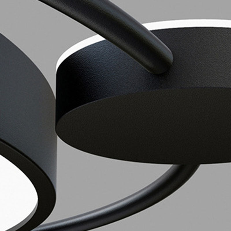 Contemporary Black Metal Flush Mount Bedroom Ceiling Light with Ring LED