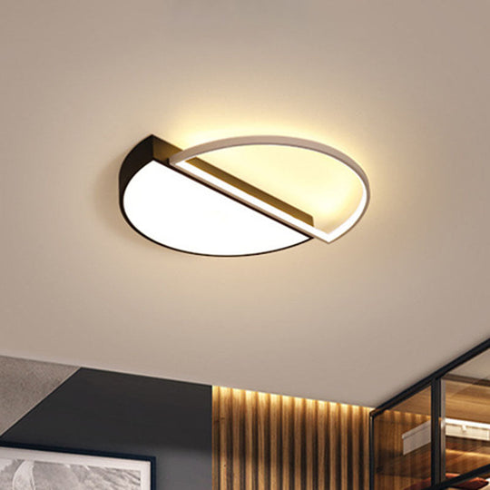 Minimalist Metal LED Flush Mount Lighting in Black for Living Room