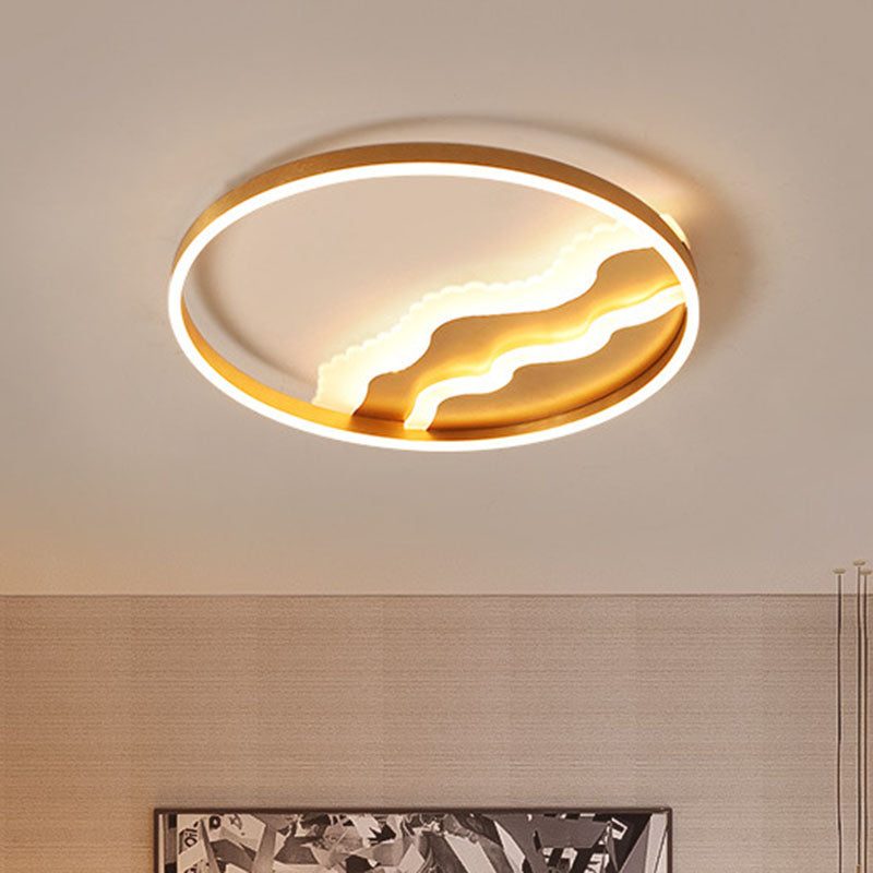 Minimalist Gold Metal LED Flush Mount Lighting for Bedroom